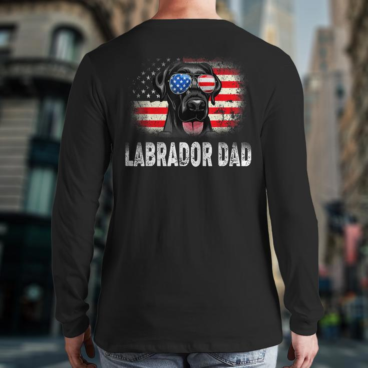 Mens Fun Labrador Dad American Flag Father’S Day Bbmxzvq Back Print Long Sleeve T-shirt