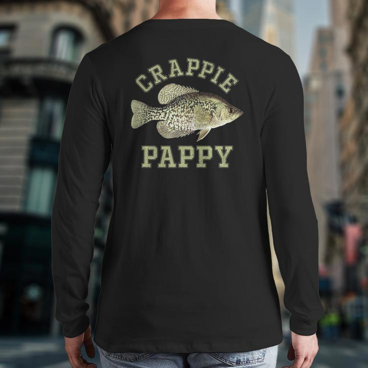 Mens Ice Fishing Crappie Pappy Back Print Long Sleeve T-shirt