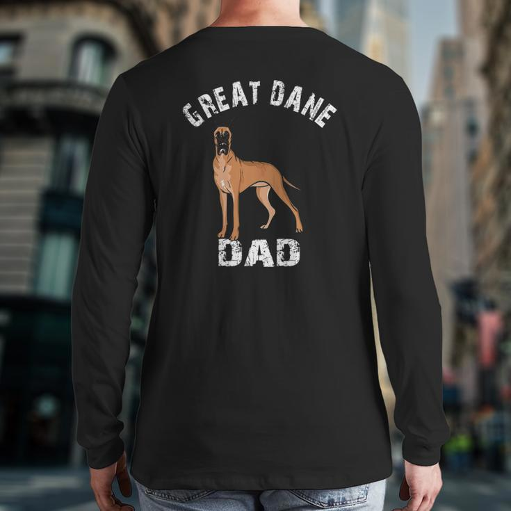 Mens Great Dane Dad Illustration For Men Great Dane Owners Back Print Long Sleeve T-shirt