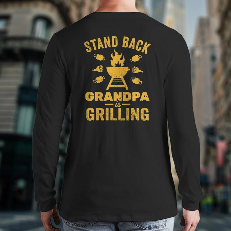 Mens Grill Master S Grandpa Grilling Bbq Fathers Day Back Print Long Sleeve T-shirt