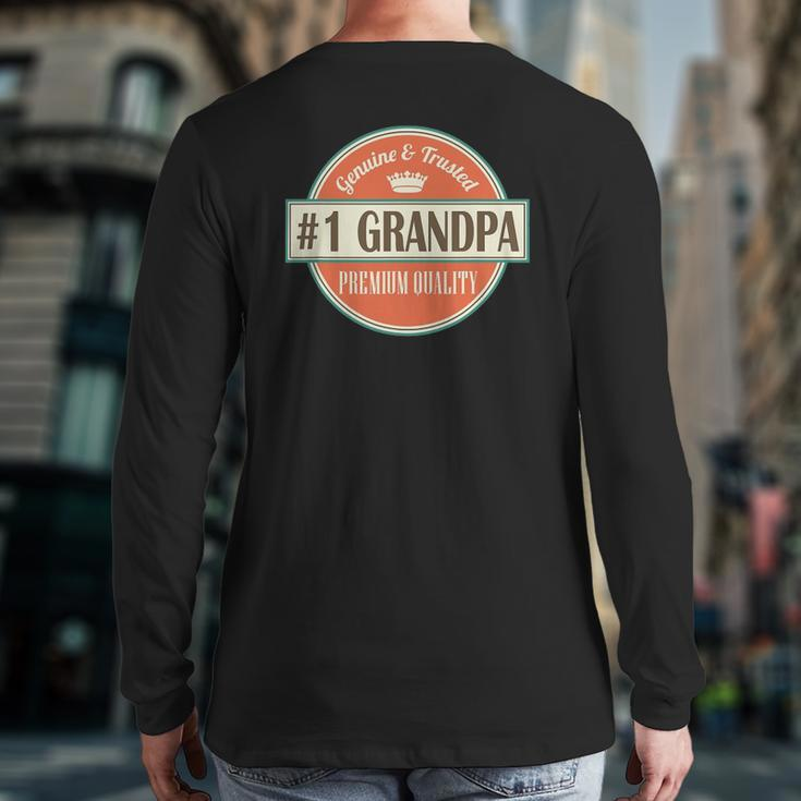 Mens Number 1 Grandpa 1 Grandfather Father's Day Back Print Long Sleeve T-shirt