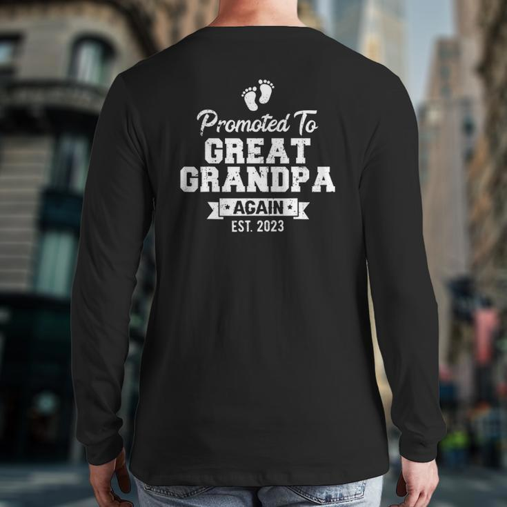 Mens Promoted To Great Grandpa Again 2023 Great Grandfather To Be Back Print Long Sleeve T-shirt