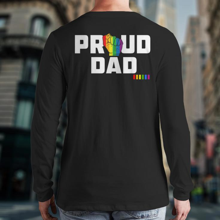 Mens Proud Dad Lgbt Gay Pride Month Lgbtq Rainbow Back Print Long Sleeve T-shirt