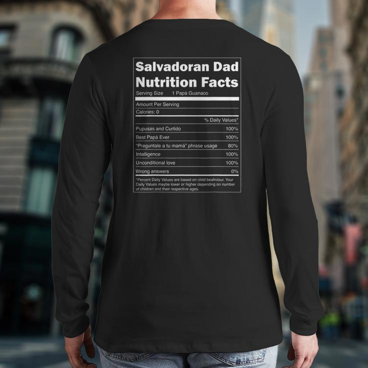 Mens Regalo Para Papa Nutrition Facts Salvadoran Dad Back Print Long Sleeve T-shirt