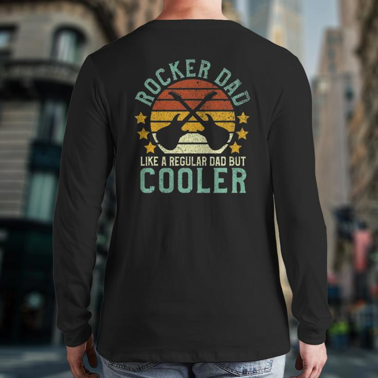 Mens Rocker Dad Rock And Roll Lover Guitarist Father Back Print Long Sleeve T-shirt