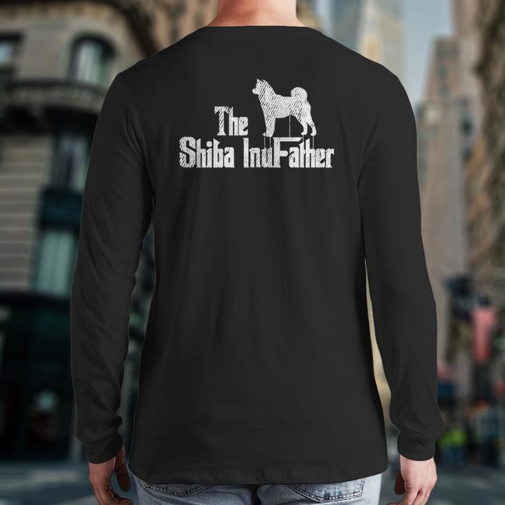 Mens Shiba Inu Dog Father's Day Doxie Dog Puppy Daddy Back Print Long Sleeve T-shirt