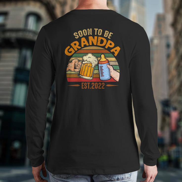 Mens Vintage Soon To Be Grandpa 2022 Fathers Day Back Print Long Sleeve T-shirt