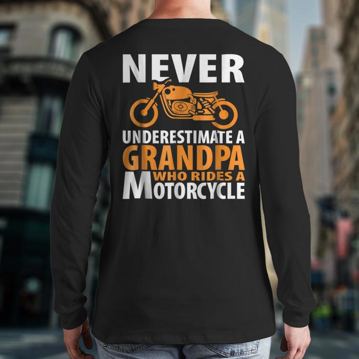 Motorcycle Grandpa Who Rides Biker Men Dad Back Print Long Sleeve T-shirt