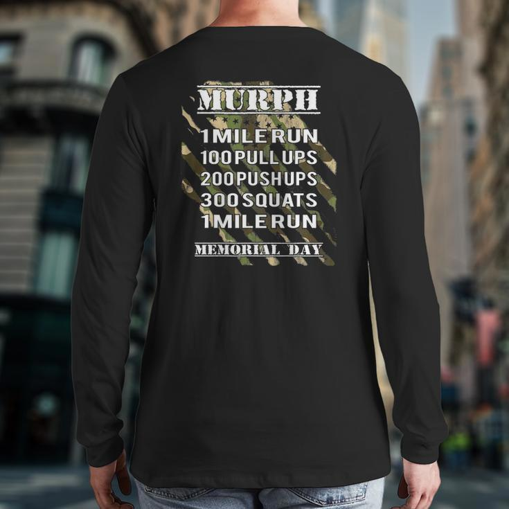 Murph Challengemurph Memorial Day Workout Gear Back Print Long Sleeve T-shirt