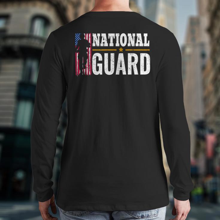 National Guard American Flag Proud Patriotic Back Print Long Sleeve T-shirt