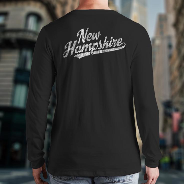 New Hampshire Nh Vintage Sports Script Retro Back Print Long Sleeve T-shirt