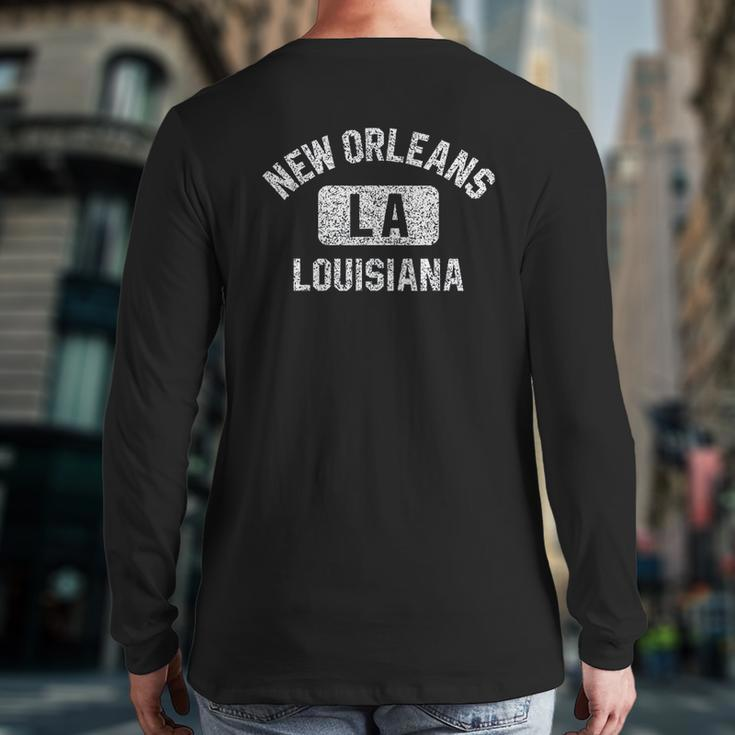 New Orleans Louisiana Gym Style Back Print Long Sleeve T-shirt