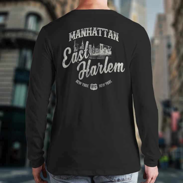 New York Manhattan East Harlem Back Print Long Sleeve T-shirt