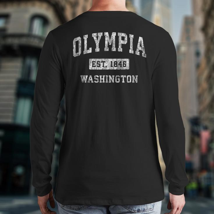 Olympia Washington Wa Vintage Established Sports Back Print Long Sleeve T-shirt