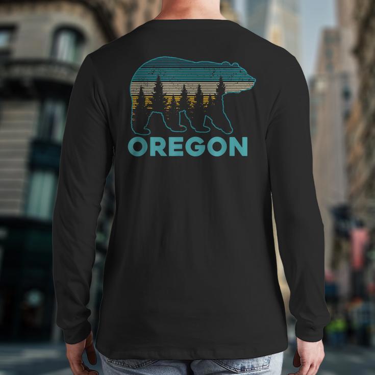 Oregon Vintage Grizzly Bear Nature Hiking Souvenir Back Print Long Sleeve T-shirt