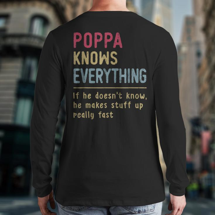 Poppa Know Everything Grandpa Back Print Long Sleeve T-shirt