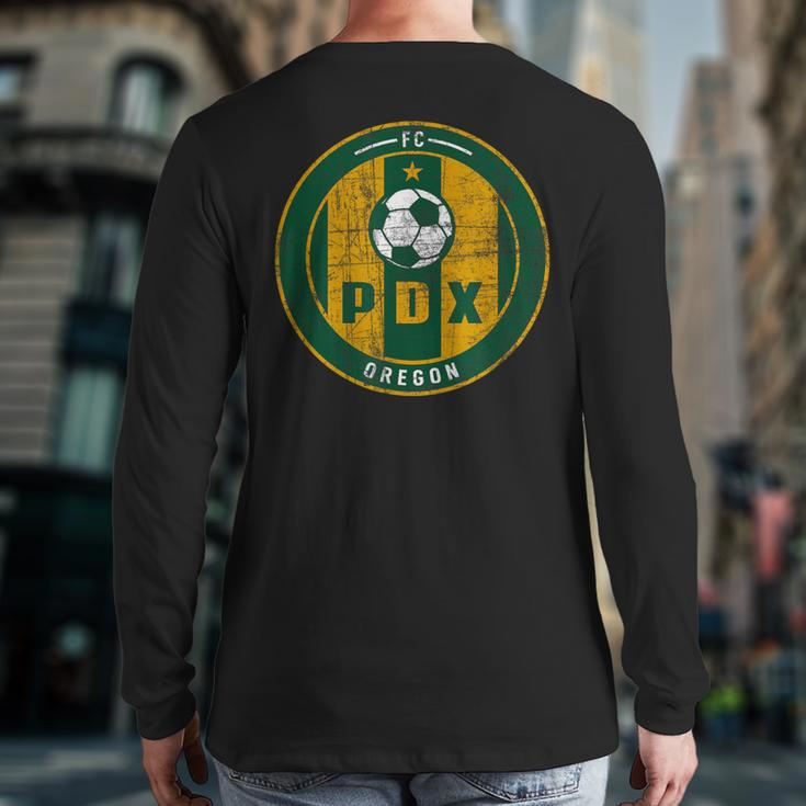 Portland Soccer Jersey Distressed Badge Original Back Print Long Sleeve T-shirt