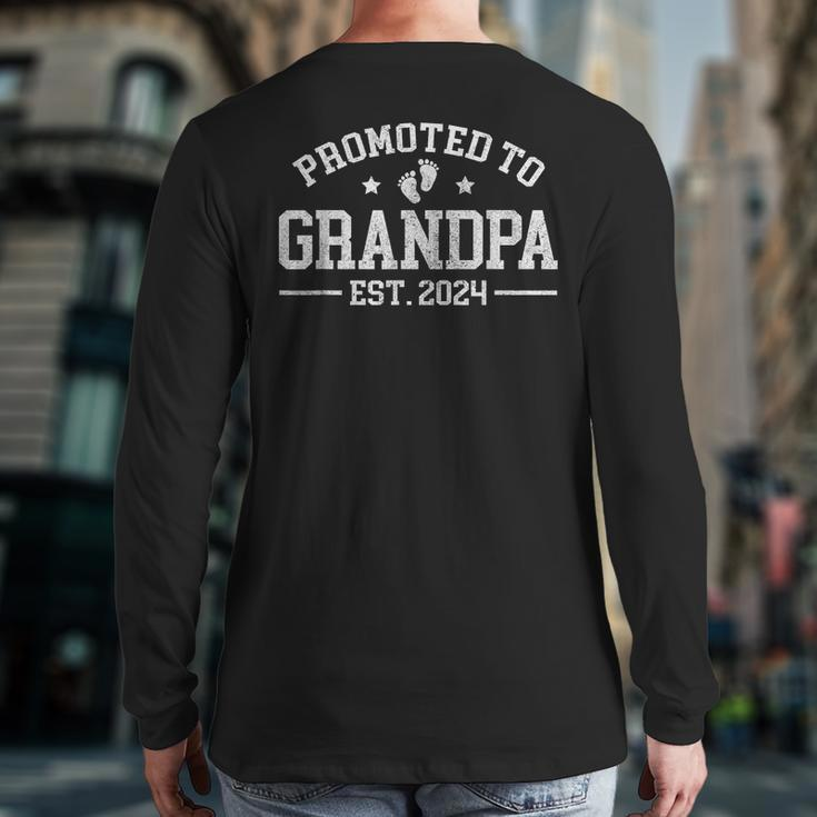 Promoted To Grandpa Est 2024 Grandparents Baby Announcement Back Print Long Sleeve T-shirt