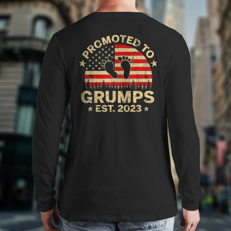 Promoted To Grumps 2023 First Time Fathers Day New Dad Back Print Long Sleeve T-shirt