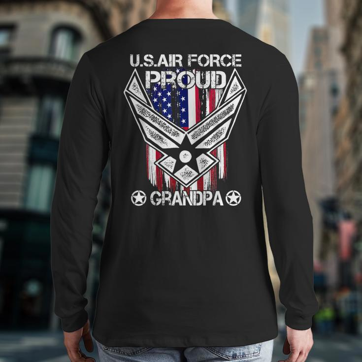 Proud Air Force Grandpa Veteran Pride Back Print Long Sleeve T-shirt
