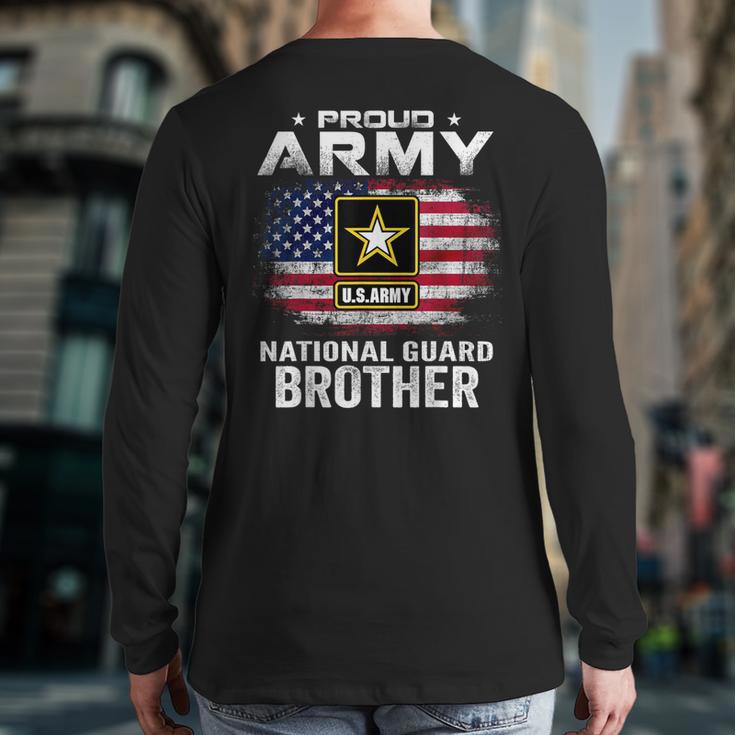 Proud Army National Guard Brother With American Flag Back Print Long Sleeve T-shirt