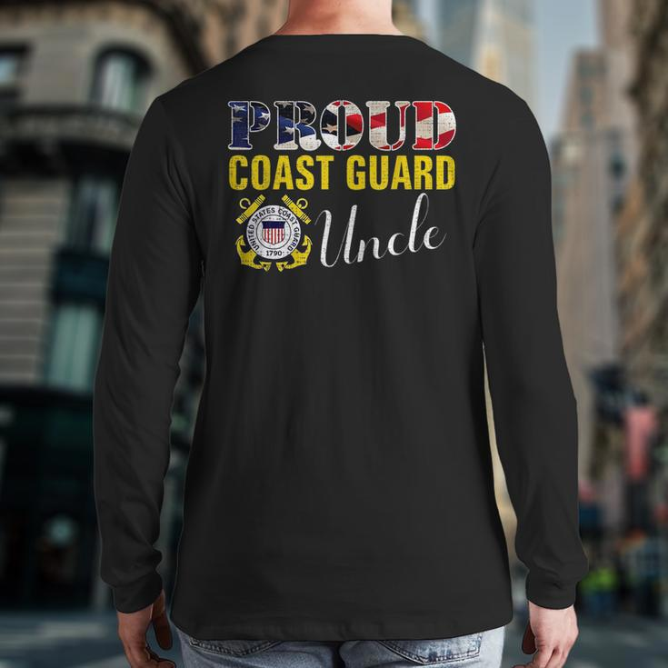 Proud Coast Guard Uncle With American Flag For Veteran Day Veteran Back Print Long Sleeve T-shirt
