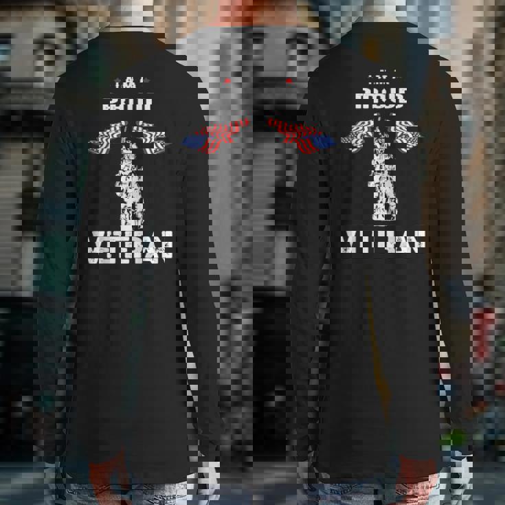 Proud Veteran Thank You Veterans On Veterans Day With Flag Back Print Long Sleeve T-shirt