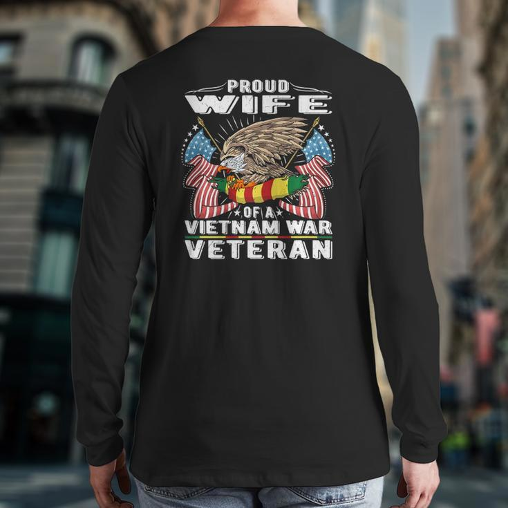 Proud Wife Of Vietnam War Veteran Military Vet's Spouse Back Print Long Sleeve T-shirt