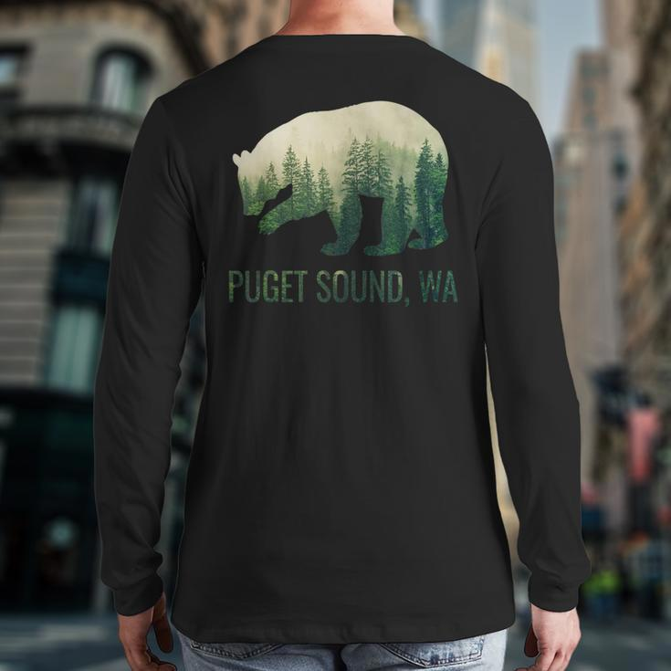 Puget Sound Bear State Of Washington Pacific Nw Wildlife Back Print Long Sleeve T-shirt