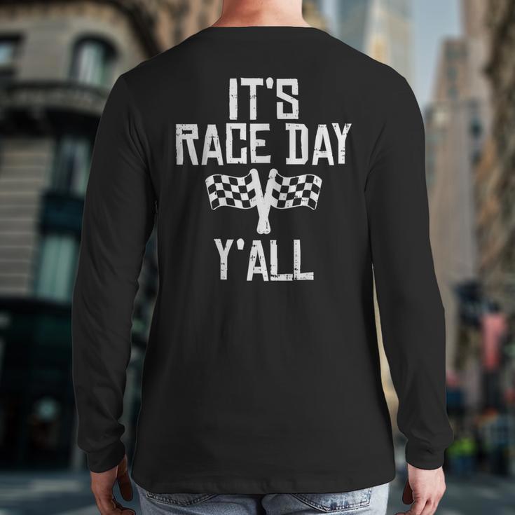 Race Day Yall Checkered Flag Racing Car Driver Racer Back Print Long Sleeve T-shirt