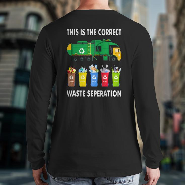 Recycling Trash Waste Separation Garbage Truck Back Print Long Sleeve T-shirt