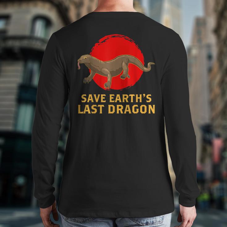 Save Earth’S Last Dragon Reptile Lover Komodo Dragons Back Print Long Sleeve T-shirt