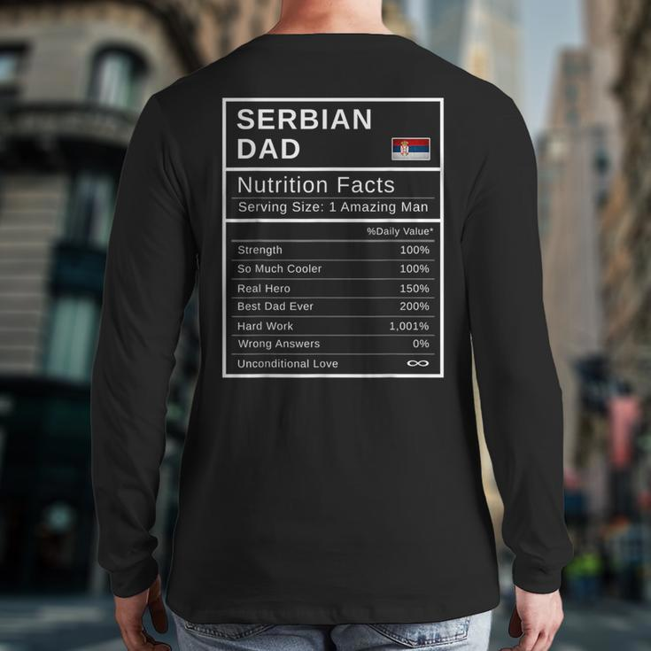 Serbian Dad Nutrition Facts Fathers Day Hero Back Print Long Sleeve T-shirt