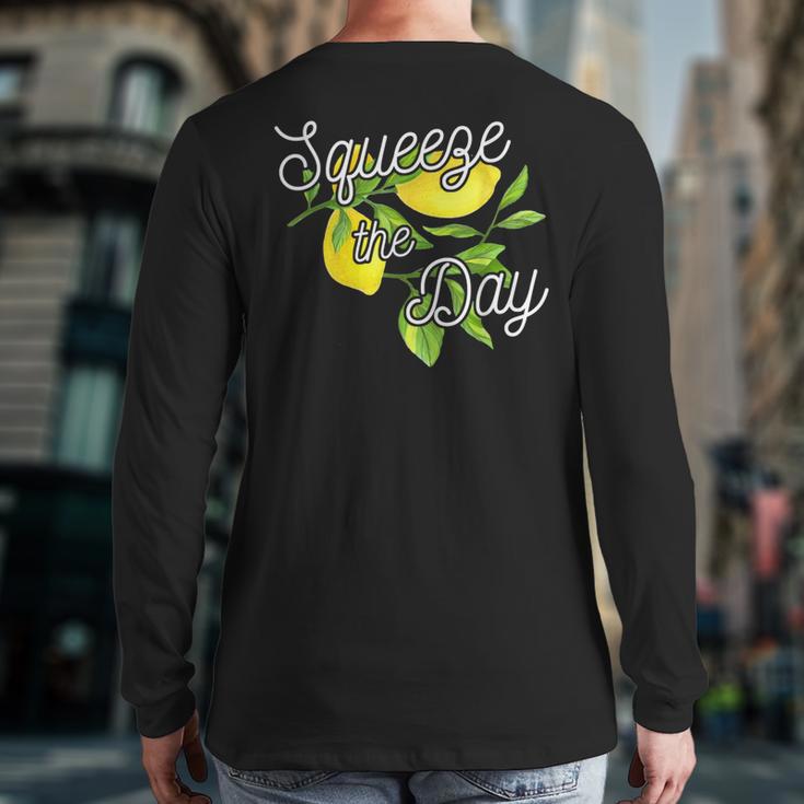 Squeeze The Day Lemons And Leaves Cute Back Print Long Sleeve T-shirt