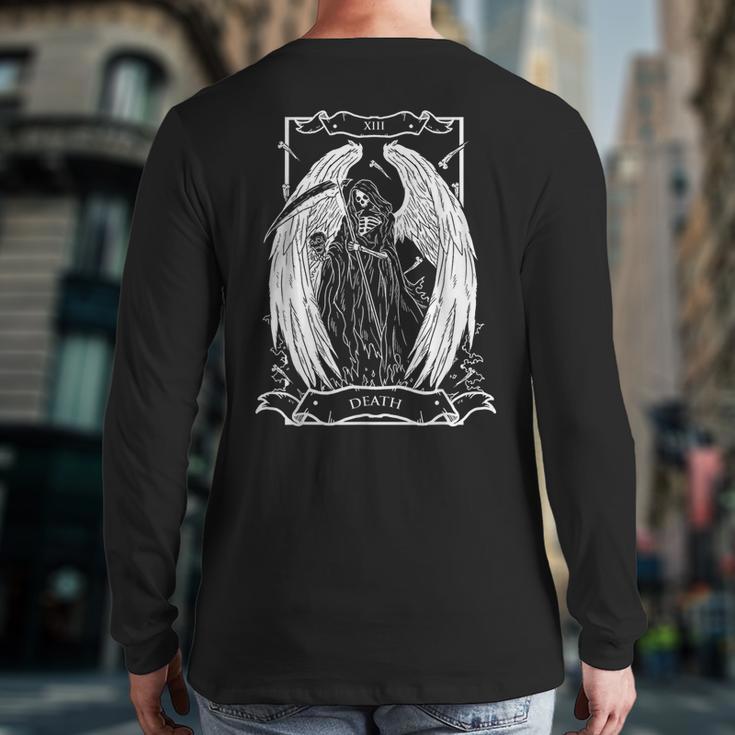 Tarot Card The Death Xiii Angel Skull Style Back Print Long Sleeve T-shirt