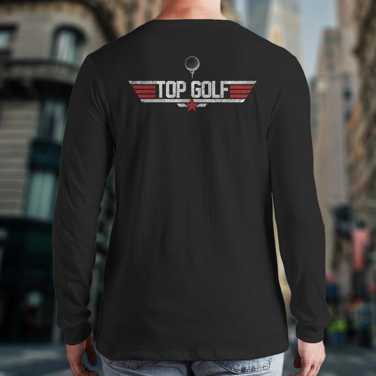 Top Golf Vintage 80'S Golf Best Dad By Par Back Print Long Sleeve T-shirt