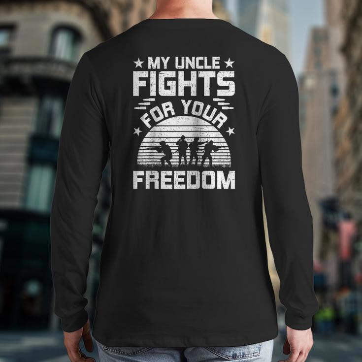 My Uncle Fights For Your Freedom Military Uncle Raglan Baseball Tee Back Print Long Sleeve T-shirt