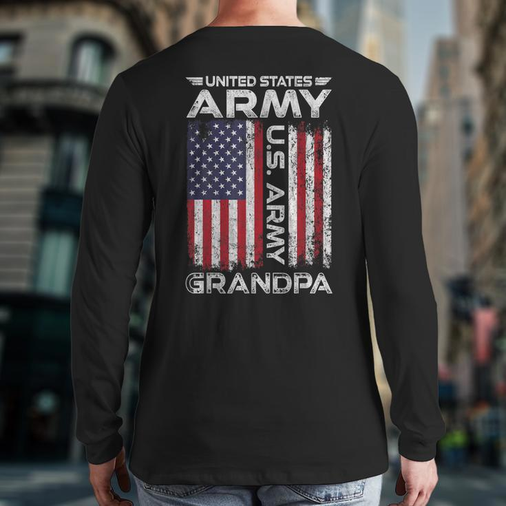 United States Army Grandpa American Flag For Veteran Back Print Long Sleeve T-shirt