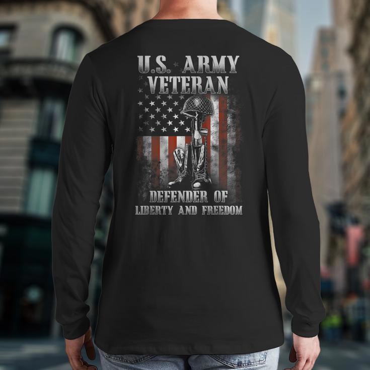 Us Army Veteran Defender Of Liberty 4Th July DayBack Print Long Sleeve T-shirt