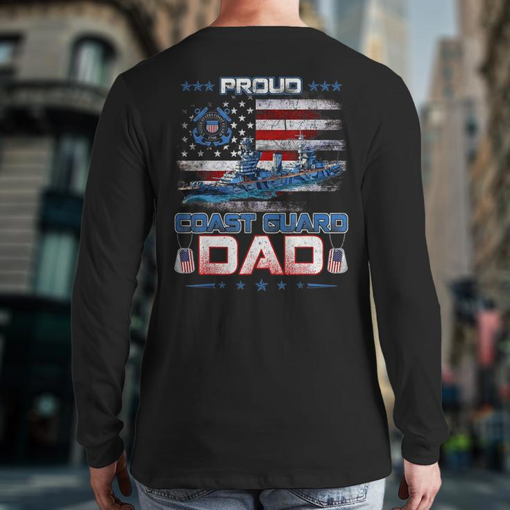 Us Coast Guard Dad Uscg American Flag Vintage For Dad Back Print Long Sleeve T-shirt