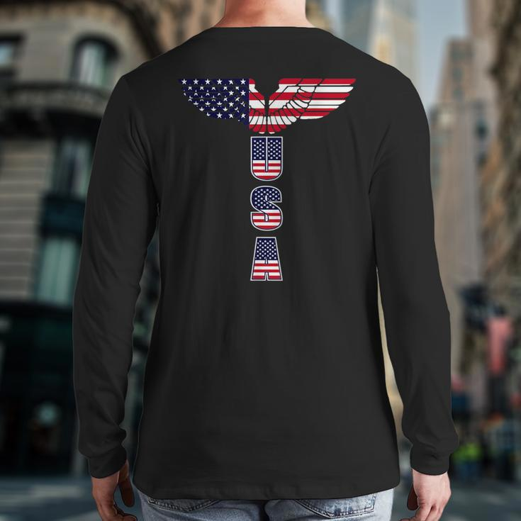 Usa Bald Eagle Wings 4Th Of July Veterans Usa Back Print Long Sleeve T-shirt