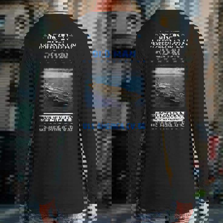 Uss America Cv66 Aircraft Carrier Veterans Day Father Day Back Print Long Sleeve T-shirt