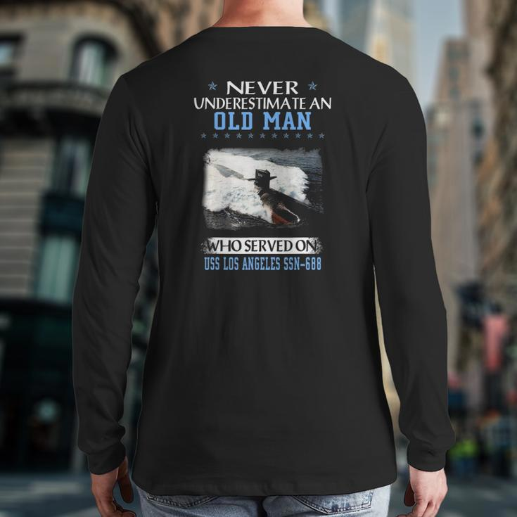 Uss Los Angeles Ssn 688 Submarine Veterans Day Father's Day Back Print Long Sleeve T-shirt