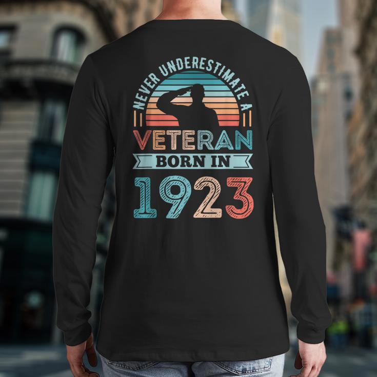 Veteran Born In 1923 100Th Birthday Military Back Print Long Sleeve T-shirt