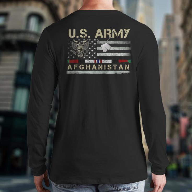 Vintage Afghanistan Veteran Us Army Military Back Print Long Sleeve T-shirt