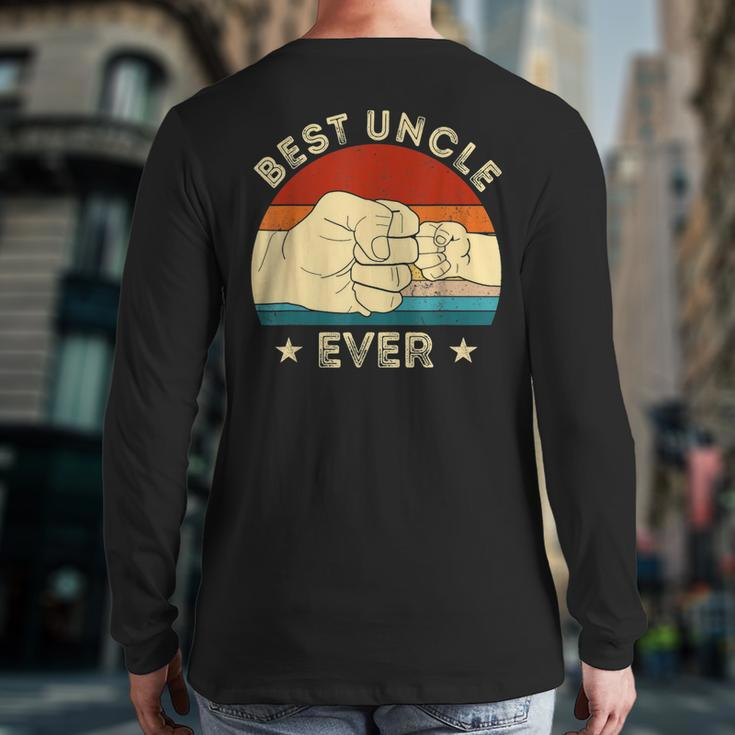 Vintage Best Uncle Ever Fist Bump Uncle Fathers Day Back Print Long Sleeve T-shirt