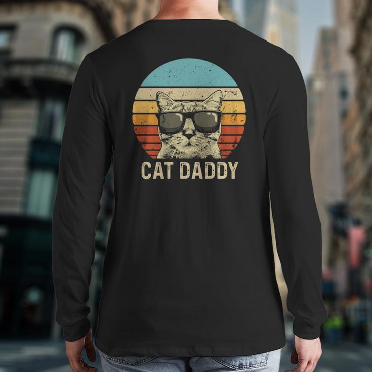 Vintage Cat Daddy Cat Lover Cat Dad Fathers Back Print Long Sleeve T-shirt