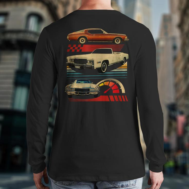 Vintage Classic Cars Many Old Vintage Cars Lovers Engines Back Print Long Sleeve T-shirt