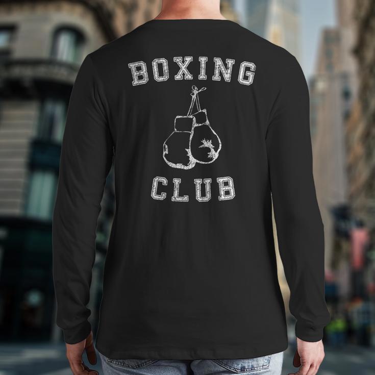 Vintage Distressed Boxing ClubWith Boxing Gloves Back Print Long Sleeve T-shirt