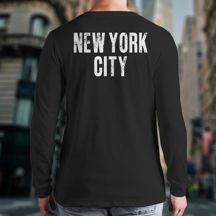Vintage New York City Retro Distressed Text Nyc Back Print Long Sleeve T-shirt